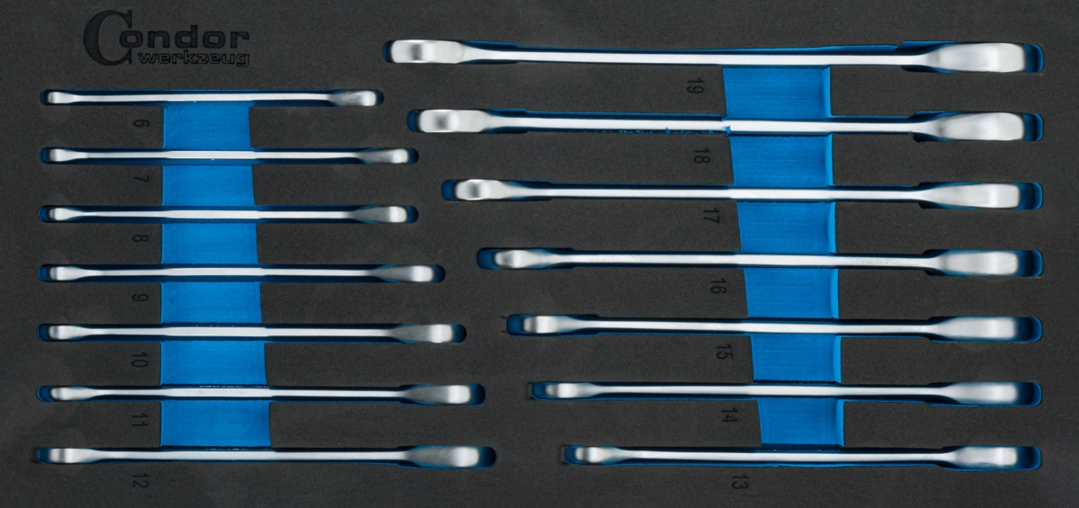 Ratchet Spanner Set in Foam 1/3, 14 pcs., 6-19 mm
